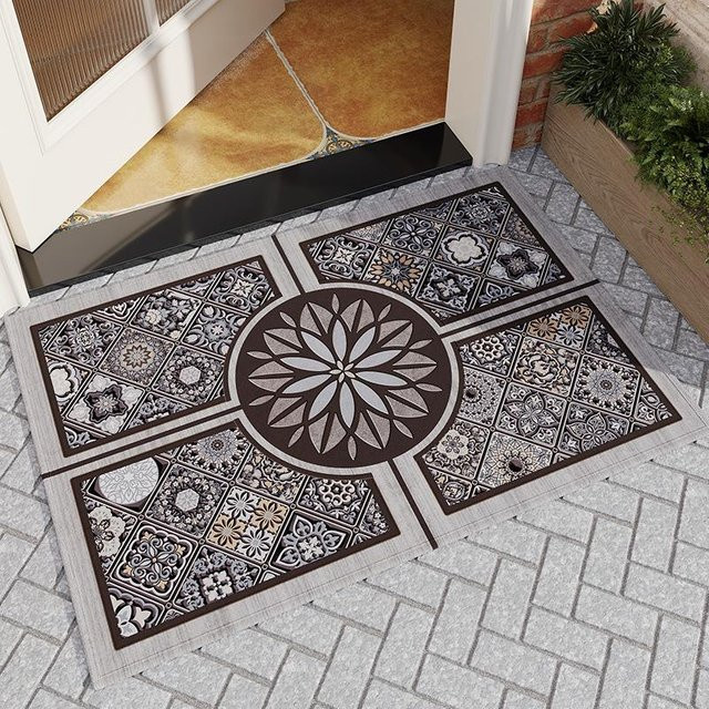 Home Advanced Sense Villa Gate Bodenmatte für die Eingangstür, rutschfeste und schmutzabweisende Fußmatte aus Polyester, Grau, B/T: 80 x 50 cm - Bild 1