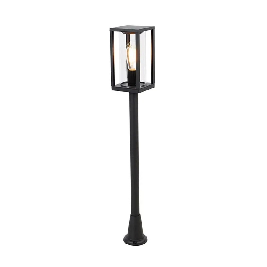 QAZQA Industrielle Außenlaterne Charlois in Schwarz, IP44 wetterfeste Gartenleuchte aus Aluminium und Kunststoff für Terrasse und Garten, E27 Fassung, Höhe: 100 cm - Bild 2