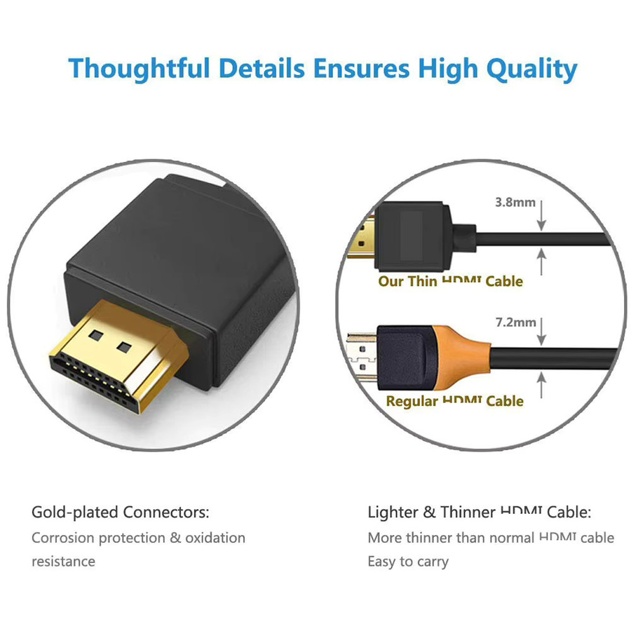 Ultraweiches HDMI-zu-Mini-HDMI-Kabel in Schwarz für 4K@60Hz Hochgeschwindigkeits-Übertragung mit 18 Gbit/s und 2160p Unterstützung für Kamera, Monitor und TV - Bild 2