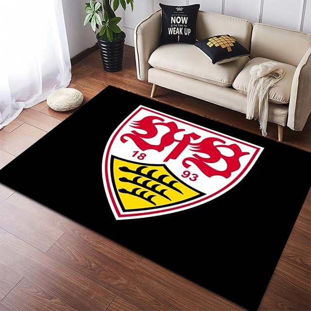 VfB Stuttgart Logo Teppich LOLO IU, rutschfeste schwarze Fußmatte mit Fußballclub-Wappen, B: 150 cm, T: 100 cm - Bild 1