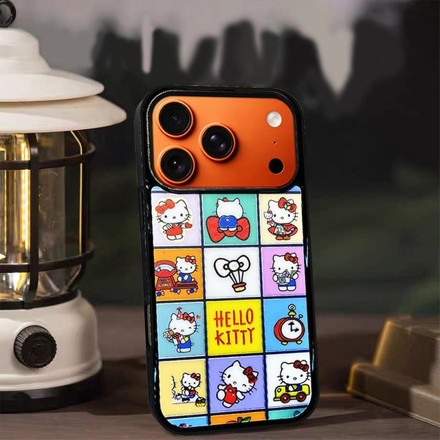 Sanrio Hello Kitty Handyhülle im Korea INS Stil für iPhone, stoßfest, schwarz/mehrfarbig - Bild 1