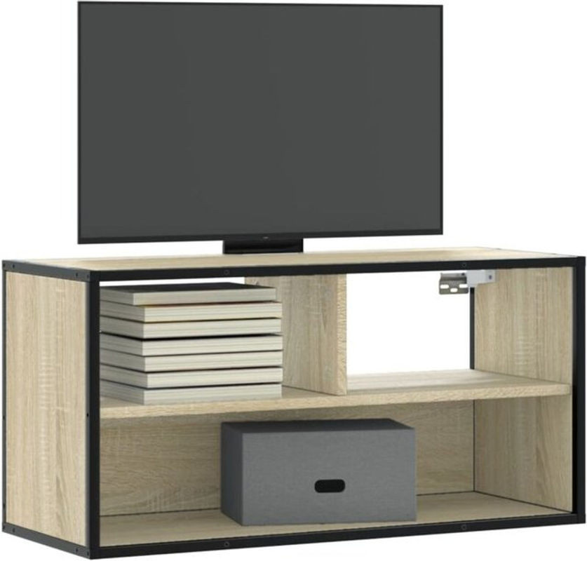 VIDAXL TV-Schrank im Industrial Design aus Holzwerkstoff und Metall in Eiche Natur und Braun, B/T/H: 80 x 39,5 x 39,5 cm - Bild 1