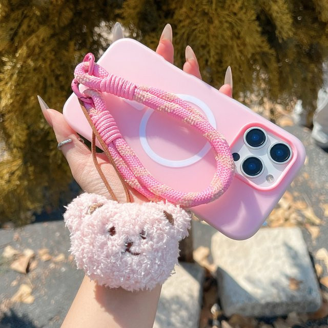 ZHANZHI Handy-Lanyard mit Cartoon-Plüschtier-Anhänger in Lila, kurzes Handgelenkseil als universelles Anti-Drop-Seil für dich - Bild 1