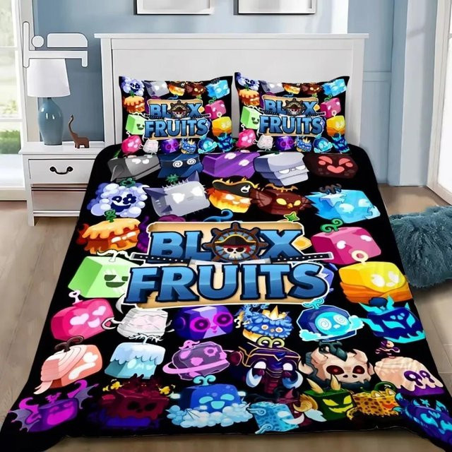 JMG Household Supplies 3D Cartoon Bettwäscheset B-Blox F-Früchte aus Mikrofaser, Mehrfarbig, B/H: 140 x 210 cm - Bild 1