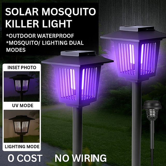 TLEDMP Solar-Insektenvernichter mit LED-Licht und 2 Modi, wasserdichte Mückenschutzlampe für Garten und Camping - Bild 1