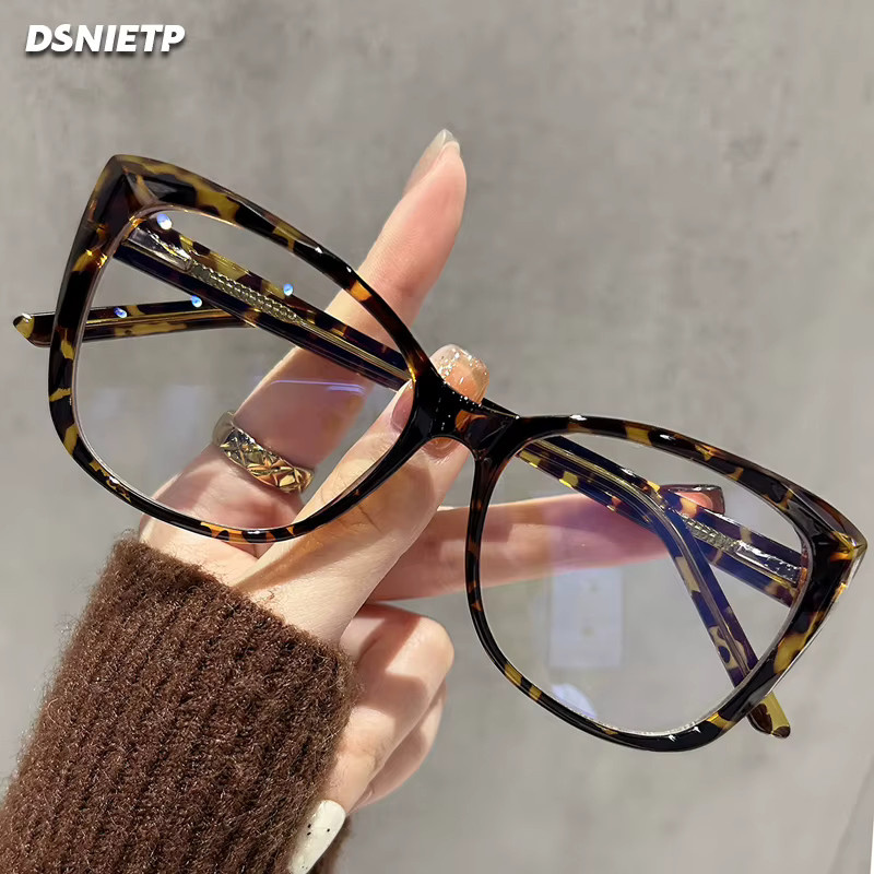 Dsnietp Lesebrille Cat Eye, TR90, Vollrand, braun, Damen, photochrom, Blaulichtfilter - Bild 1