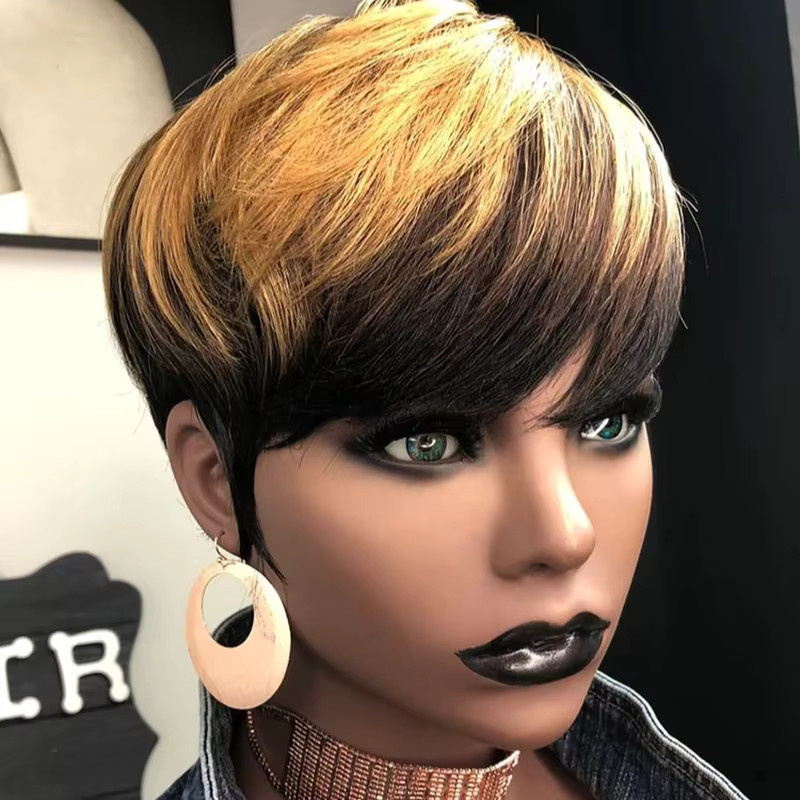 Lolely Dream Perücke, kurzes brasilianisches Remy-Echthaar, Schwarz-Braun, Damen - Bild 2