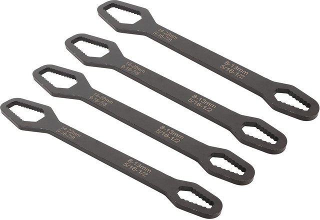 GoolRC 4er-Set Multifunktionaler Doppelseitiger Selbstspannender Schraubenschlüssel aus Stahl, Schwarz, 8 bis 22 mm, Hohe Härte 60HRC - Bild 1