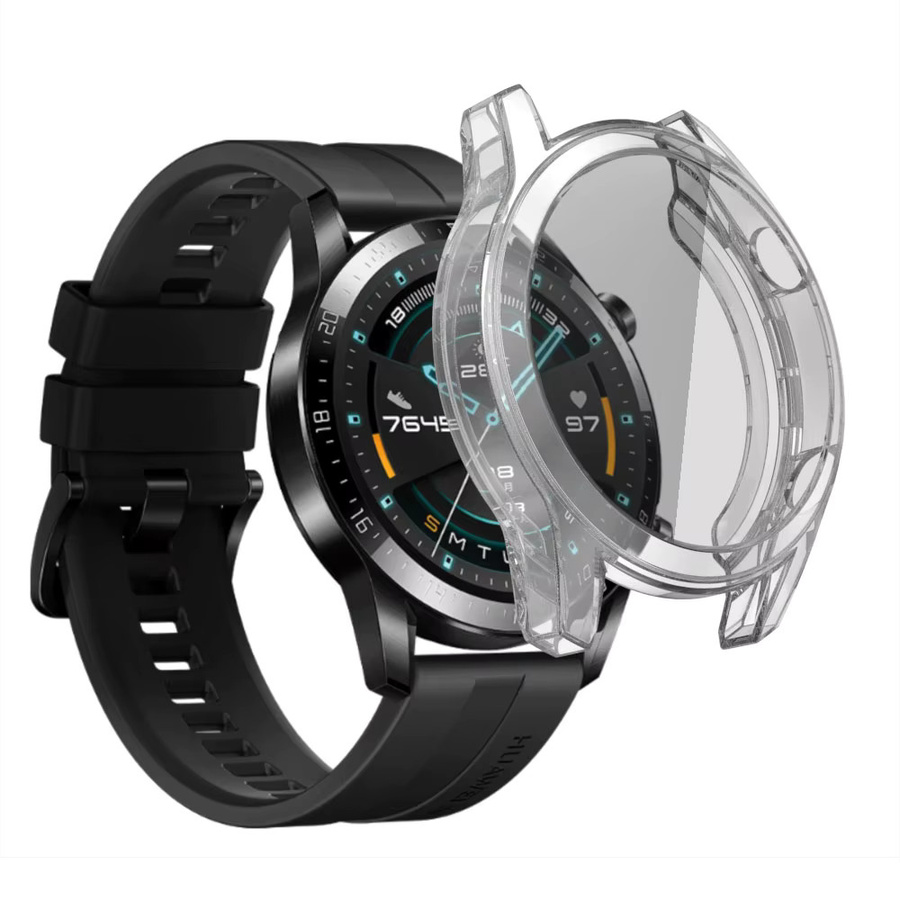 ZENHEO Schutzhülle für Huawei Watch GT2 46 mm, Silikon, Schwarz, Transparent, Unisex - Bild 1
