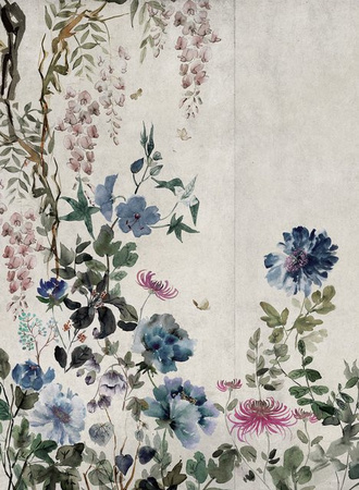 Coordonne Wandtapete Spring Festival in Sapphire Blau mit Blumenmuster aus Vlies
