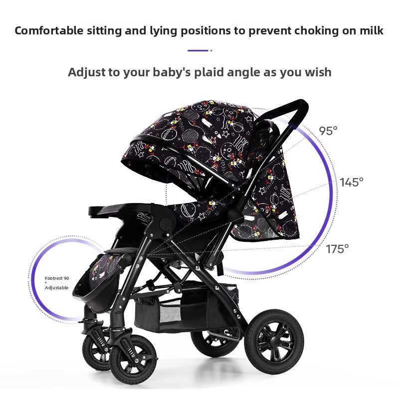 Stoßdämpfender und faltbarer Babykinderwagen mit umkehrbarem Sitz für Neugeborene und Kleinkinder - Bild 3