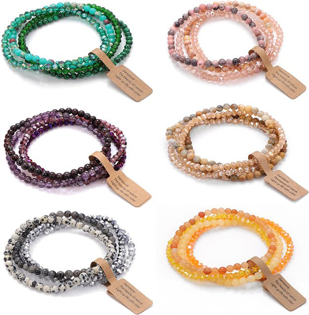 GolbalJew Armband-Set, Glasquarz-Achate, Perle, Bunt, Unisex - Bild 1