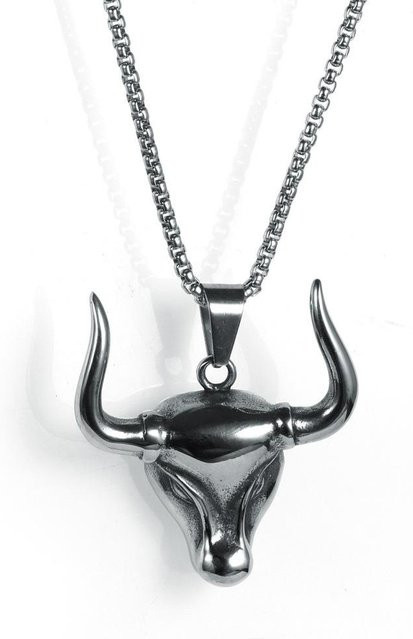 YIRAN Jewelry Anhänger Stierhorn, Edelstahl, Herren, grau - Bild 1