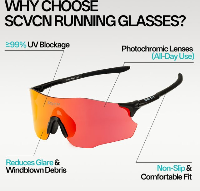 SCVCN Sportsonnenbrille, Photochrome, Unisex, Kunststoff - Bild 1