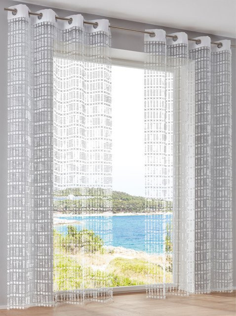 Heine Home Dekostore mit floralem Muster in Transparent und Weiß aus 100% Polyester - Bild 1