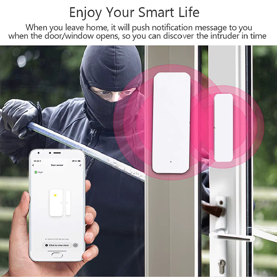 Tuya WiFi Zigbee Tür- und Fenstersensor in Weiß für Smart Home mit App-Fernbedienung, kompatibel mit SmartLife, Yandex und Alexa - Bild 4