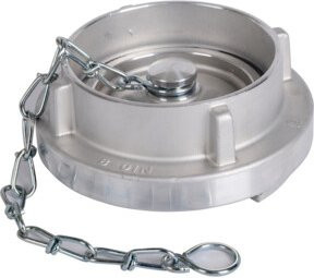 Storz Blindkupplung mit Kette aus Aluminium, Farbe Silber, Typ 110-A, gegossen - Bild 1