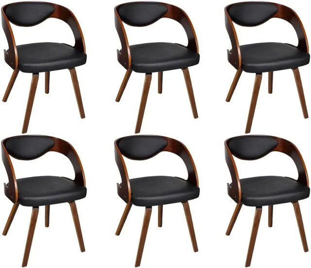 6er Set vidaXL Esszimmerstühle aus Kunstleder in Braun und Schwarz-braun im modernen Design - Bild 1