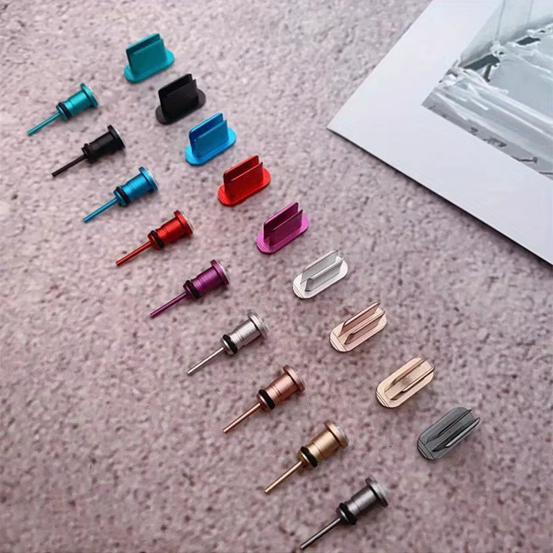 Set aus Staubschutzsteckern für USB-C und 3,5mm Klinke sowie SIM-Karten-Entfernungstool in Schwarz und Multicolour für Xiaomi und Samsung - Bild 3
