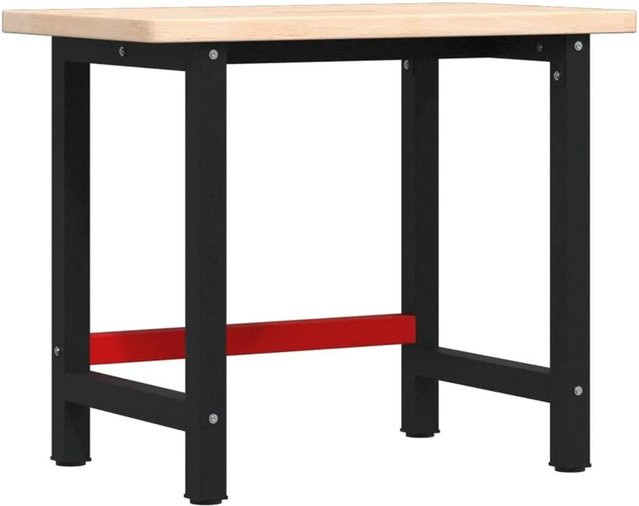 vidaXL Werkbank aus Massivholz Eiche und pulverbeschichtetem Metall, Farbe: Braun/Schwarz, B/T/H: 100 x 60 x 83 cm - Bild 1