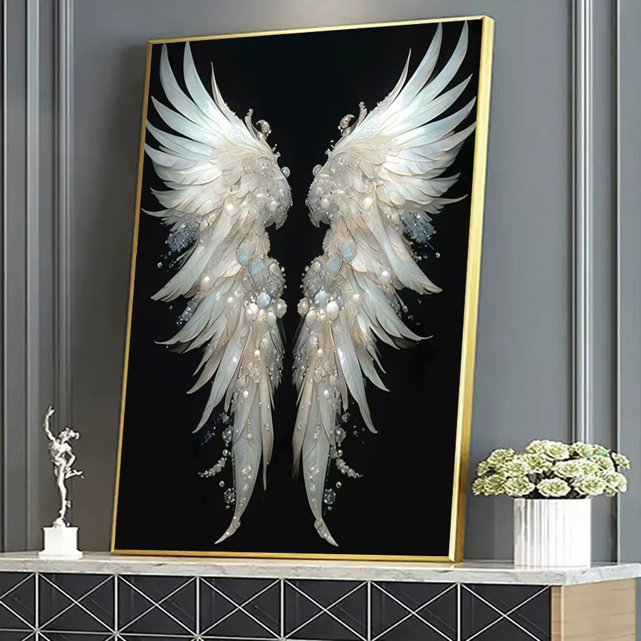FANQING Diamant-Malerei Set mit weißen Engelsflügeln, 5D-DIY-Kreuzstich-Mosaik in abstrakter Grafik für die Heimdekoration, Breite: 40,0 cm, Höhe: 30,0 cm - Bild 2