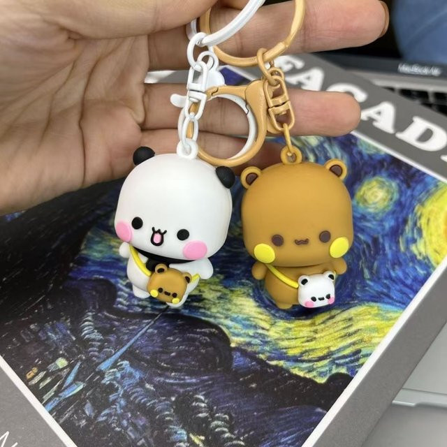 Schlüsselanhänger Panda Bubu und Yier, Cartoon-Bären-Puppe, Unisex - Bild 1