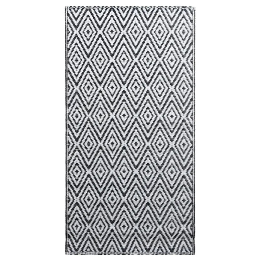 vidaXL Outdoorteppich in Weiß und Schwarz mit geometrischem Design, B/T: 120 x 180 cm - Bild 2