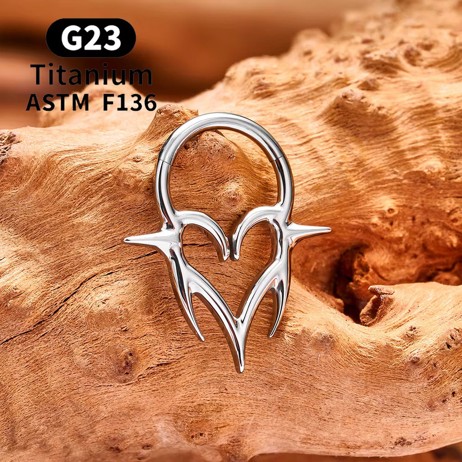 UHERA Nasenring Herz, Titan, Silber, Unisex, 16G - Bild 2