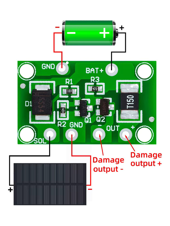 EGBO Solar PCB Controller für Solar-Lampen und Akku-Ladegeräte, Farbe: Grün, 1A - Bild 4