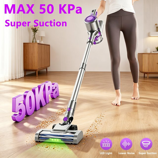 Honki Kabelloser Staubsauger in Blau mit 50kPa starker Saugkraft, 45 Minuten Laufzeit und beutellose Technologie zur Entfernung von Tierhaaren - Bild 1