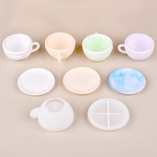 YAKAMOZ Silikonform für 3D Tee Tasse mit Tablett zum DIY Gips und Zement Gießen, Deko-Ornament für dein Zuhause - Bild 1