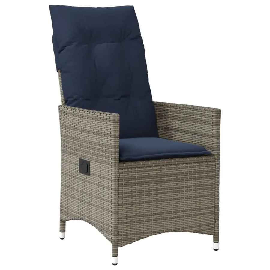vidaXL Gartensessel aus Poly-Rattan und Metall mit Kissen in Grau und Blau - Bild 2