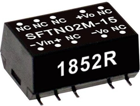 MEAN WELL SFTN02N-15SC DC/DC-Wandler 24V auf 15V 0,130A 2W Schwarz - Bild 1
