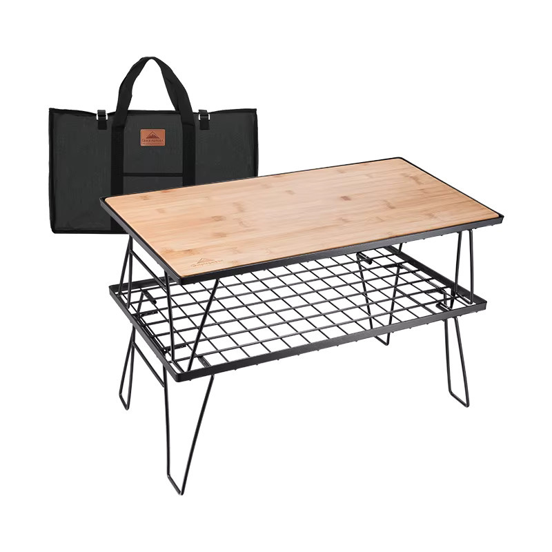 CAMPINGMOON T-230-2TP IGT Doppelgrill mit Drahtgeflecht-Netzregal und klappbarem Picknicktisch für Camping und Outdoor, B/T/H: 60 x 35 x 35 cm - Bild 2