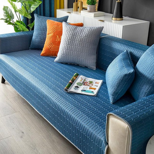 Super Six Rutschfester Ice Silk Sofabezug in Blau, Staubschutztuch für das Wohnzimmer, B/B: 90 x 90 cm - Bild 1