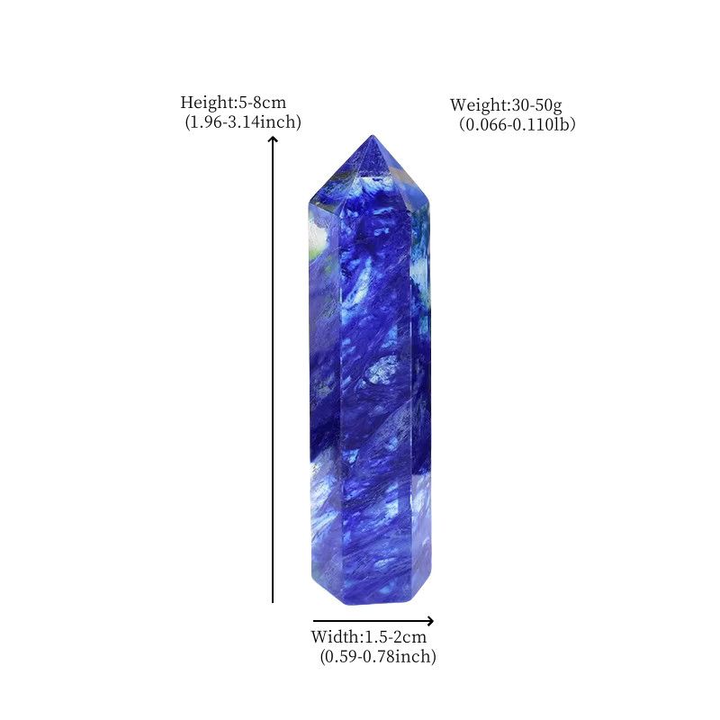 RYCRYSTAL Blauer Schmelzstein Kristall Obelisk als Chakra Edelstein Turm in Blau - Bild 3