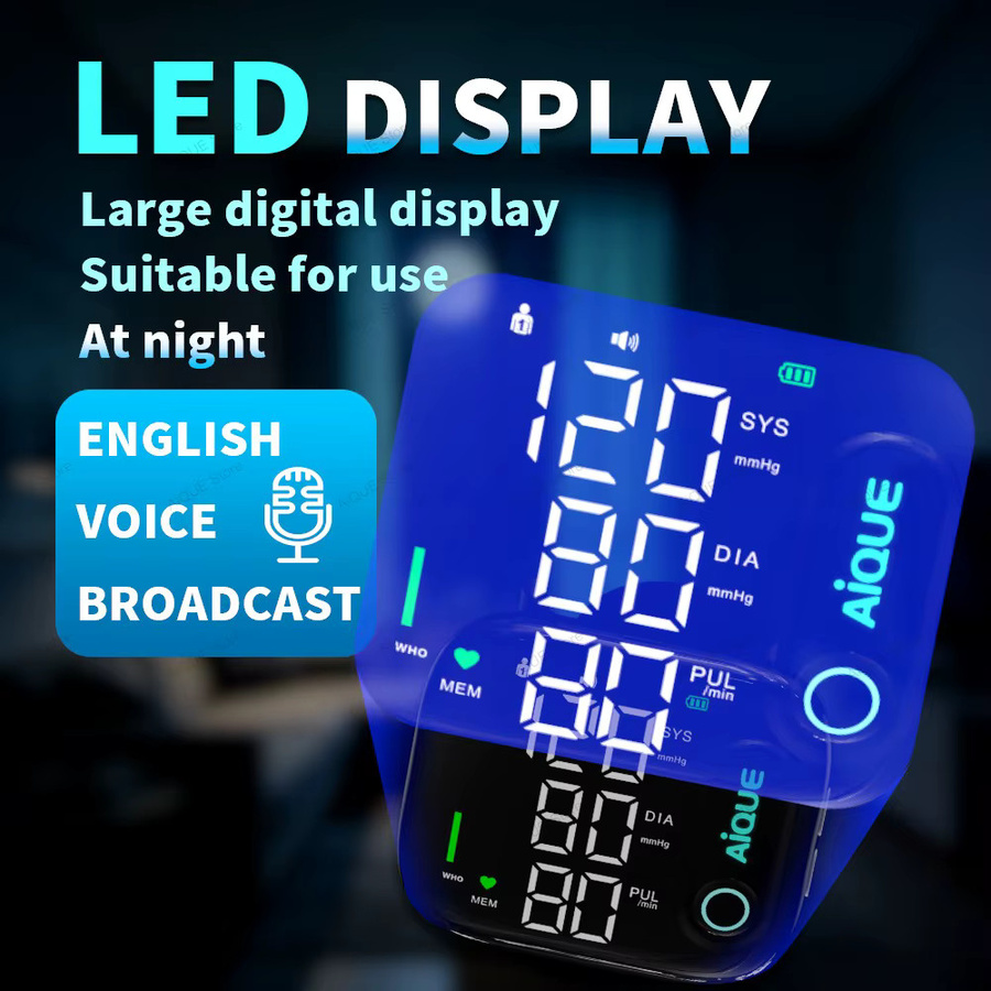 AiQUE LED Wiederaufladbares Handgelenk-Blutdruckmessgerät mit Sprachansage zur Messung von Blutdruck, Puls und Herzfrequenz - Bild 5