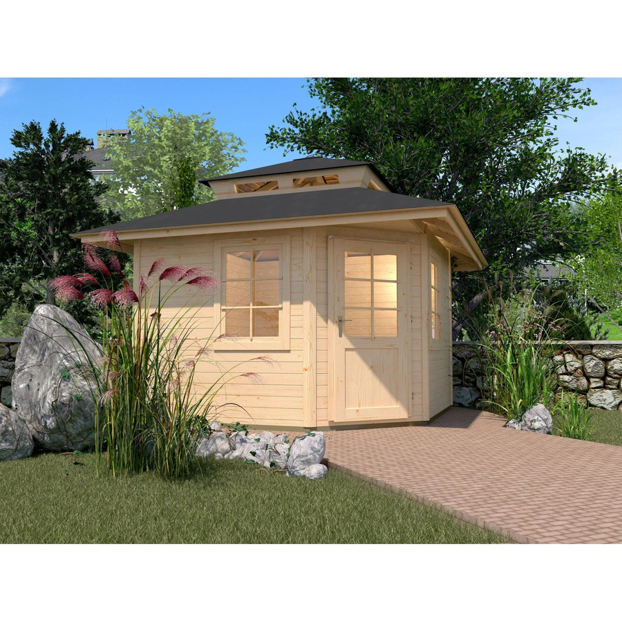 WEKA Gartenhaus 149 5-Eck aus europäischer Fichte in Beige mit Zeltdach, B/H/T: 380 x 315 x 298 cm - Bild 2