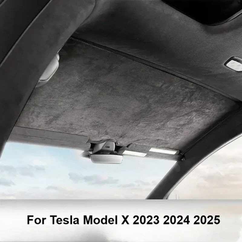 3er-Set Sportme Auto Sonnenschutz aus weichem Wildleder für Tesla Modell X 2023, Grau, Windschutzscheiben-Abdeckung für vorne und hinten - Bild 1