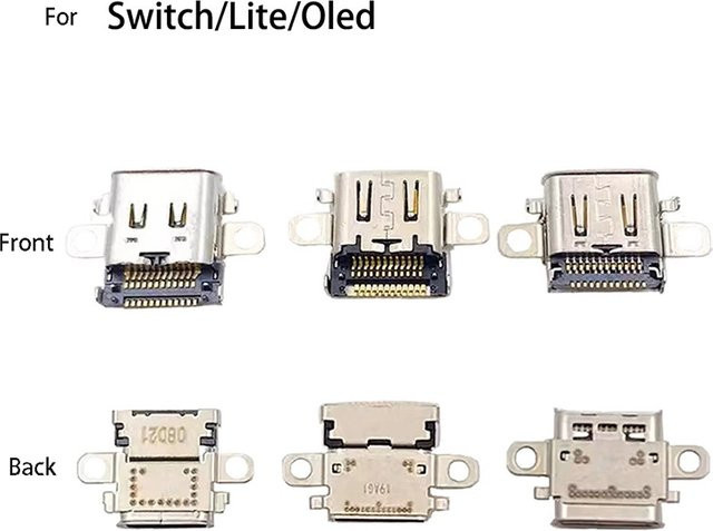 OULLX USB-C Ladeanschlussmodul in Silber für Nintendo Switch Lite und OLED als Ersatzteil für die Ladebuchse - Bild 1