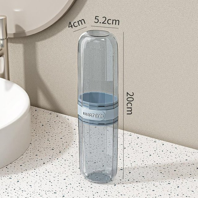 SEEQS Zahnbürsten-Reisebehälter aus Kunststoff, transparent, blau - Bild 1