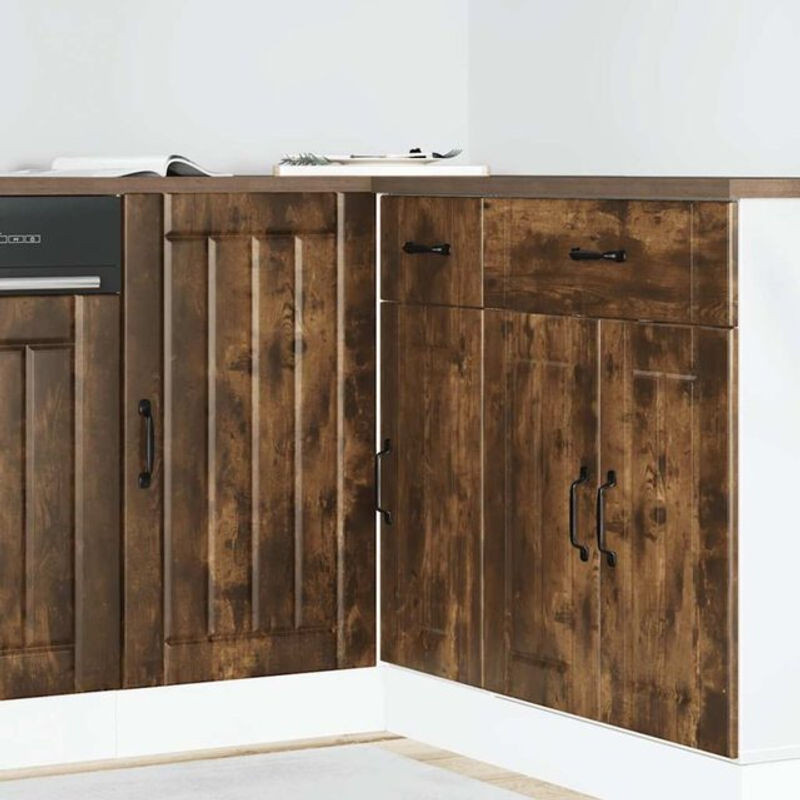 Küchenunterschrank Lucca von Vidaxl in Landhaus-Optik aus Holzwerkstoff, Braun/Grau mit Drehtüren - Bild 1