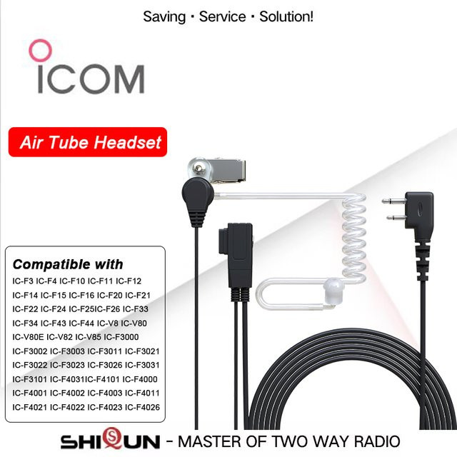 ICOM Akustisches Headset mit Air Tube und Mikrofon für IC-F14, IC-F21 und IC-F3/H6 Walkie Talkie, Schwarz - Bild 1