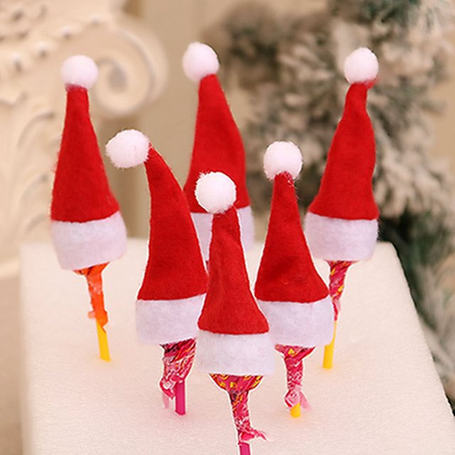 Alivparty Mini Santa Hut Lutscher-Hüte in Rot als Weihnachtsgeschenk und Party-Dekoration für Kinder - Bild 1