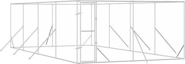 vidaXL Outdoor-Hundezwinger aus verzinktem Stahl in Silber, B/T/H: 8 x 4 x 2 m - Bild 1