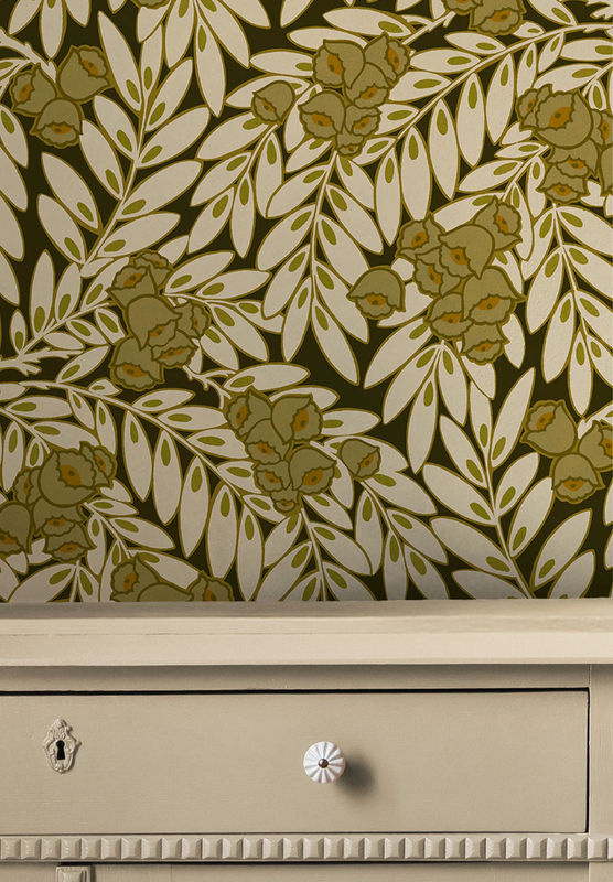 Isidore Leroy Tapete Matin in Beige mit floralem Art Nouveau und botanischem Design aus Vlies - Bild 2