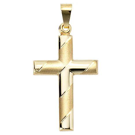 Colfem Anhänger Kreuz, 333 Gelbgold, mattiert, Diamant, Unisex - Bild 1