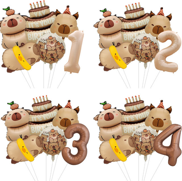 Potdemiel Capybara Latex-Ballonset in Braun für Geburtstagsdekorationen - Bild 1