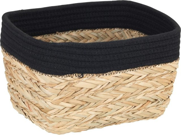 Wenko Aufbewahrungskorb Rika aus geflochtenem Borstengras, Schwarz, B: 25 cm, T: 15 cm, H: 18 cm