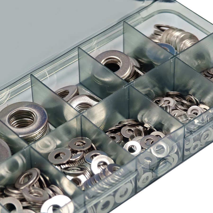 Zimir Unterlegscheiben-Sortimentsset aus Edelstahl in Silber, 80-teiliges Set mit Aufbewahrungsbox für Schrauben und Bolzen (M2-M10) - Bild 4